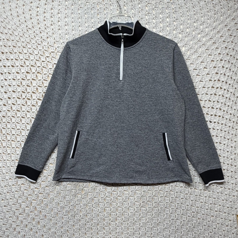 FootJoy Golf Pullover Sweater Women Sz XL Gray Long Sleeve 1/3 Zip Pockets